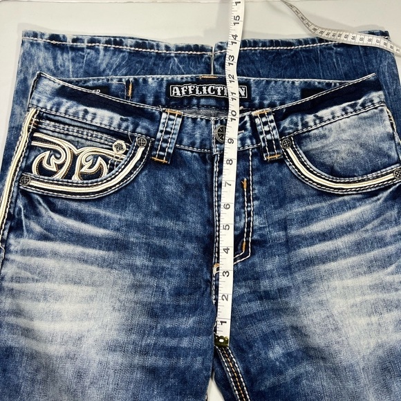 Affliction Cooper Burning Men’s Blue Jeans  size 31 X 32 Sold Out In Stores - Picture 9 of 14